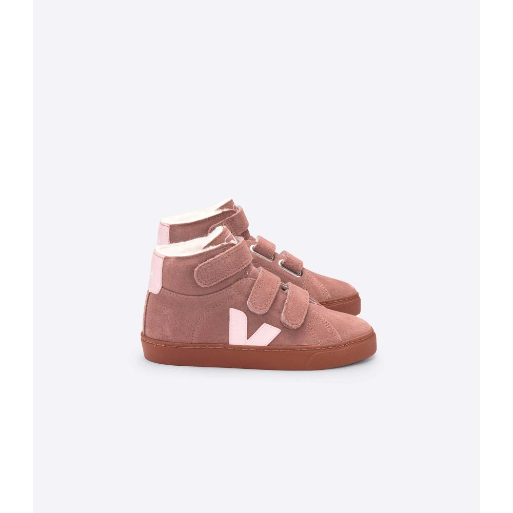 Veja ESPLAR MID FURED SUEDE Kids\' High Tops Pink | NZ 688QMA